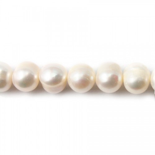 Perlas cultivadas de agua dulce, blancas, ovaladas, 10-11mm x 39cm