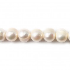 Perlas cultivadas de agua dulce, blancas, ovaladas/regulares, 9-11mm x 1ud
