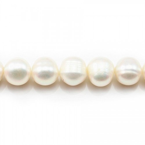 Perle coltivate d'acqua dolce, bianche, rotonde/irregolari, 10-11 mm x 40 cm