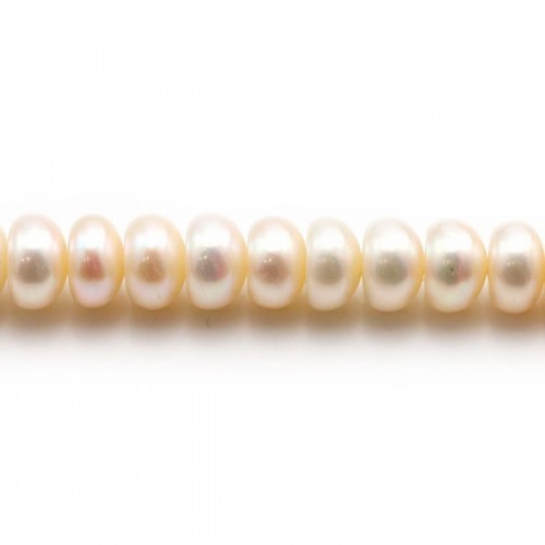 White flattened round freshwater pearls 10-12mm x 2pcs