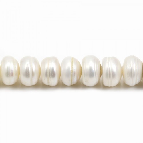 Perlas cultivadas de agua dulce, blancas, redondas/regulares, 10.5-12mm x 2pcs