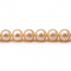Salmon color round freshwater cultured pearls 8-9mm x 40cm