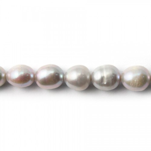Perles de culture d'eau douce, gris, olive, 8-9mm x 40cm