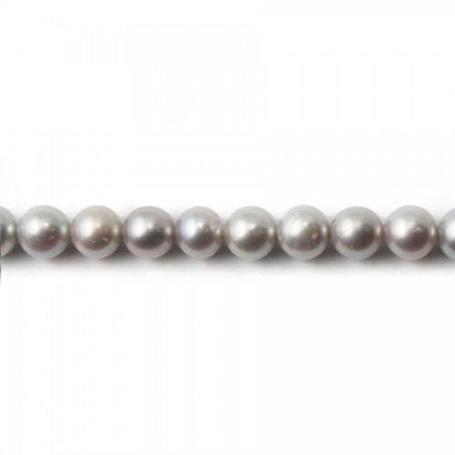 Perle de culture d'eau douce, grise, ovale, 5.5-6.5mm x 38cm