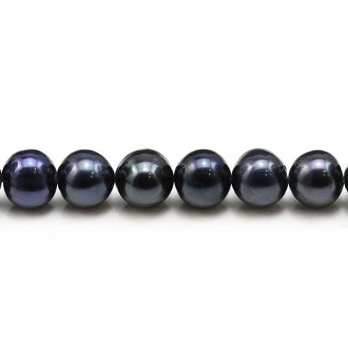 Perlas cultivadas de agua dulce, azul oscuro, semirredondas, 8-9mm x 1ud