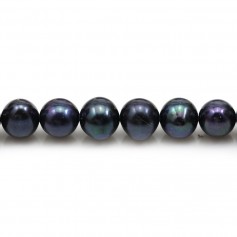 Freshwater cultured pearls, dark blue, oval, 8-9mm x 40cm