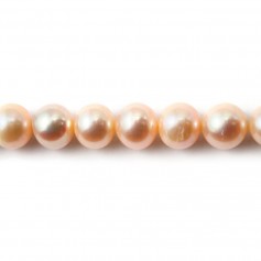 Salmon color round freshwater cultured pearls 8-10mm x 2pcs
