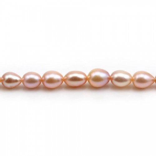 Pinkish oval freshwater pearls 7mm x 5pcs