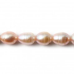 Freshwater cultured pearls, salmon, olive/irregular, 6-7mm x 38cm