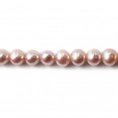 Perles de culture d'eau douce, mauve, ovale 7mm x 4pcs