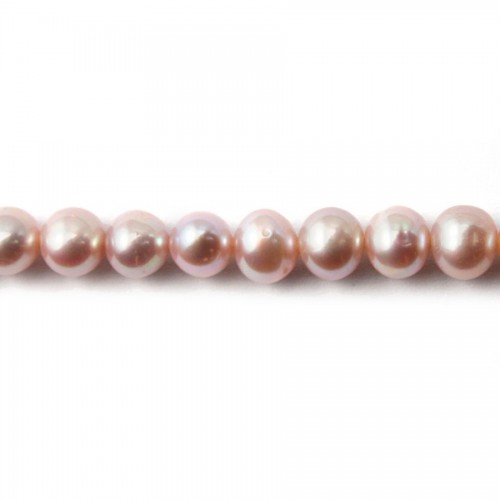 Perlas cultivadas de agua dulce, malva, redondas, 7mm x 38cm