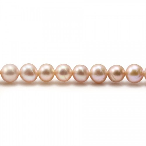 Freshwater cultured pearls, mauve, half-round, 6mm x 36cm