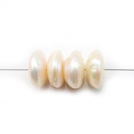 White Freshwater Pearl rondelle plate 7x15mm x 1pc