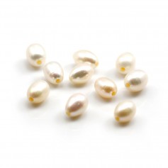Freshwater cultured pearl, white, oval, 8-10mm x 1pc
