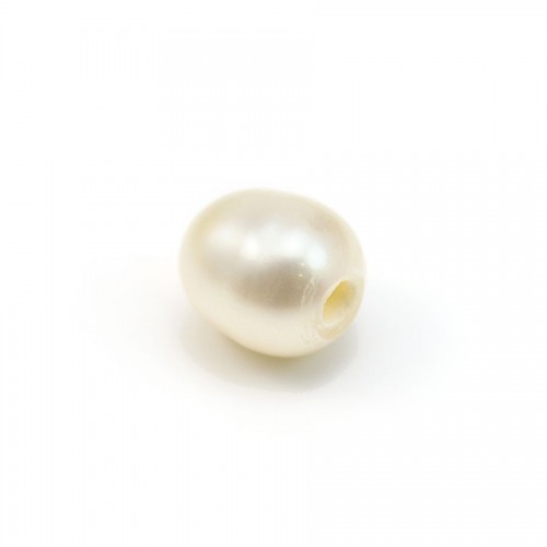 Perla coltivata d'acqua dolce, bianca, oliva, 7-8 mm x 2 pezzi