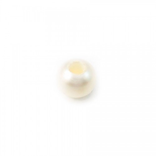 Perle de culture d'eau douce, blanche, rondelle, 4-5mm x 2pc