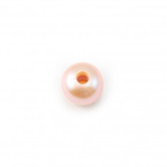 Perla coltivata d'acqua dolce, salmone, ovale, 7-8 mm x 1 pezzo