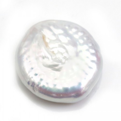 Perlas cultivadas de agua dulce, blancas, redondas y planas, 20mm x 1pc