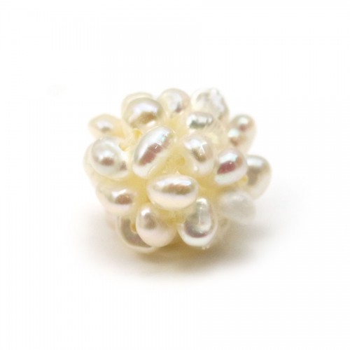 Bola de perla cultivada de agua dulce, blanca, 13-14mm x 1pc