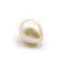 Freshwater cultured pearl, half-perforated, white, olive, 9-10mm x 1pc