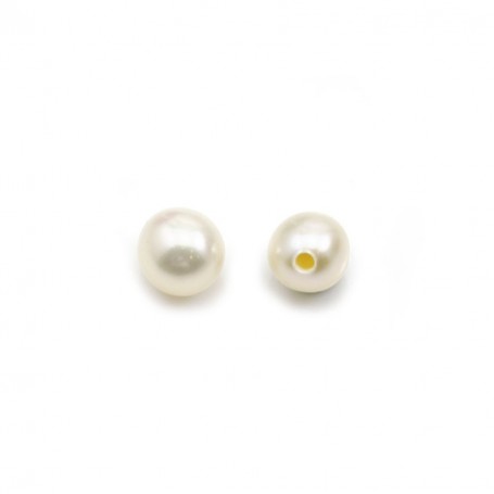 Perle de culture d'eau douce, semi-percée, blanche, ronde, 4.5-5mm x 2pcs