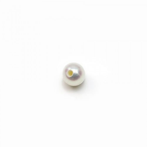 Perle de culture d'eau douce, semi-percée, blanche, ronde, 4-4.5mm x 1pc