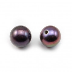 Perle de culture d'eau douce, semi-percée, violet, ronde, 5.5-6mm x 1pc