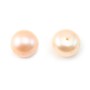 Freshwater cultured pearls, half-perforated, salmon, button, 8-8.5mm x 2pcs