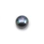 Freshwater grey pearls, in round flat shape, half drilled, 9 - 9.5mm x 4pcs