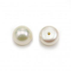Perle coltivate d'acqua dolce, semi-perforate, bianche, a bottone, 7-7,5 mm x 4 pz