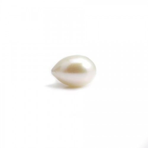 Perle D'eau Douce blanc ovale 10mm demi tron 0.6mm  X 1pc