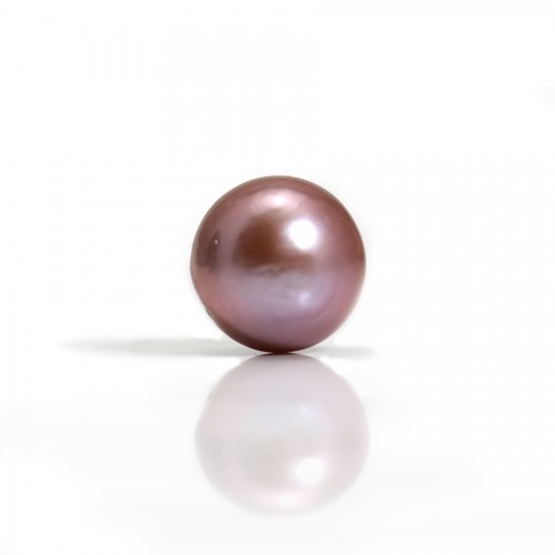 Half-drilled round mauve 12-13mm freshwater cultured pearl x 1pc