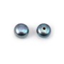 Perles de culture d'eau douce, semi-percée, bleu foncé, bouton, 6mm x 2pcs