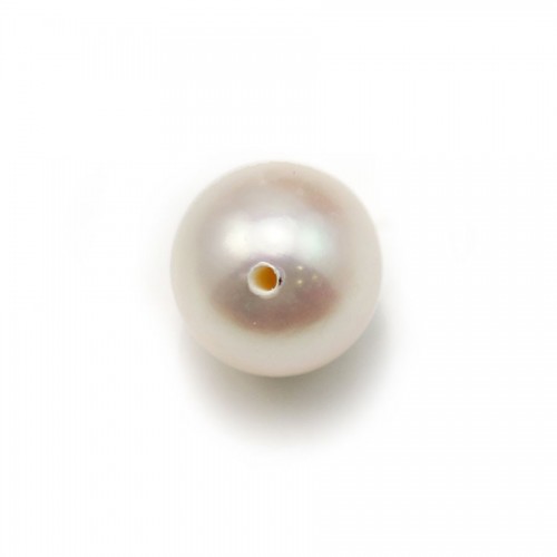Perle de culture  d'eau douce blanche ronde semi-percée 8mm x 1pc