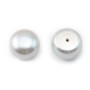 Perle de culture d'eau douce, semi-percée, argenté, bouton, 12-13mm x 1pc