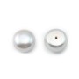Perle di coltura d'acqua dolce, semi-perforate, placcate in argento, a bottone, 6 mm x 4 pz