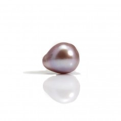 Freshwater cultured pearl, half drilled, purple color, pear shape, 9-9.5mm x 1pc