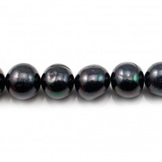 Dark blue half- round freshwater cultured pearls, 11-12mm x 40cm