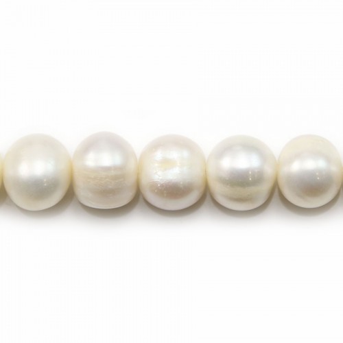 Perle coltivate d'acqua dolce, bianche, ovali/regolari, 11-13 mm x 37 cm