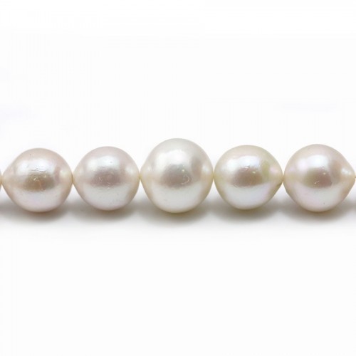 Perle coltivate d'acqua dolce, bianche, rotonde, 13-16 mm x 40 cm