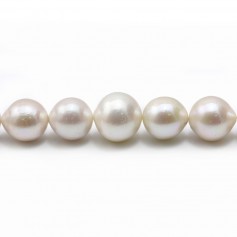 Freshwater cultured pearl, in white color, in round shape, 13-15mm x 40cm
