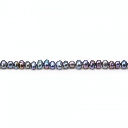 Perles d'eau douce ovale 2-3mm bleu foncé x 40cm