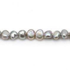 Perles de culture d'eau douce, gris, baroque, 4-6mm x 36cm