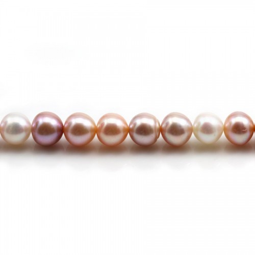 White & purplish blue round freshwater cultured pearls 5-6mm x 6pcs