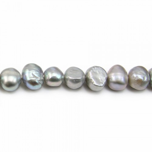 Perle coltivate d'acqua dolce, grigie, barocche, 5-7 mm x 36 cm