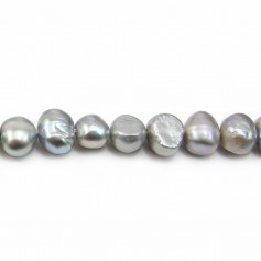 Perles de culture d'eau douce, gris, baroque, 5-7mm x 36cm