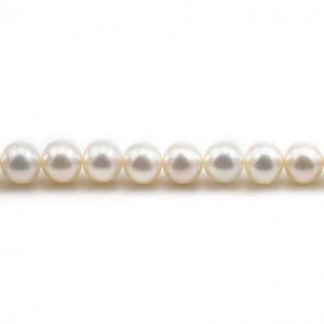 Perles de culture d'eau douce, blanche, ronde, 8-9mm x 40cm