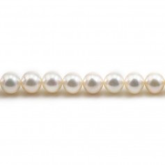 Perlas cultivadas de agua dulce, blancas, redondas, 8-9mm x 40cm