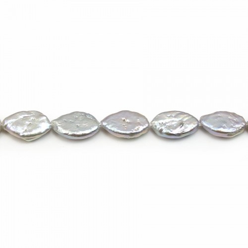 Grey freshwater pearl oval plat 8-9*13-14mm x 40cm