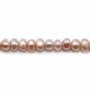 Pinkish oval freshwater pearls on thread 5-6mm x 40cm
